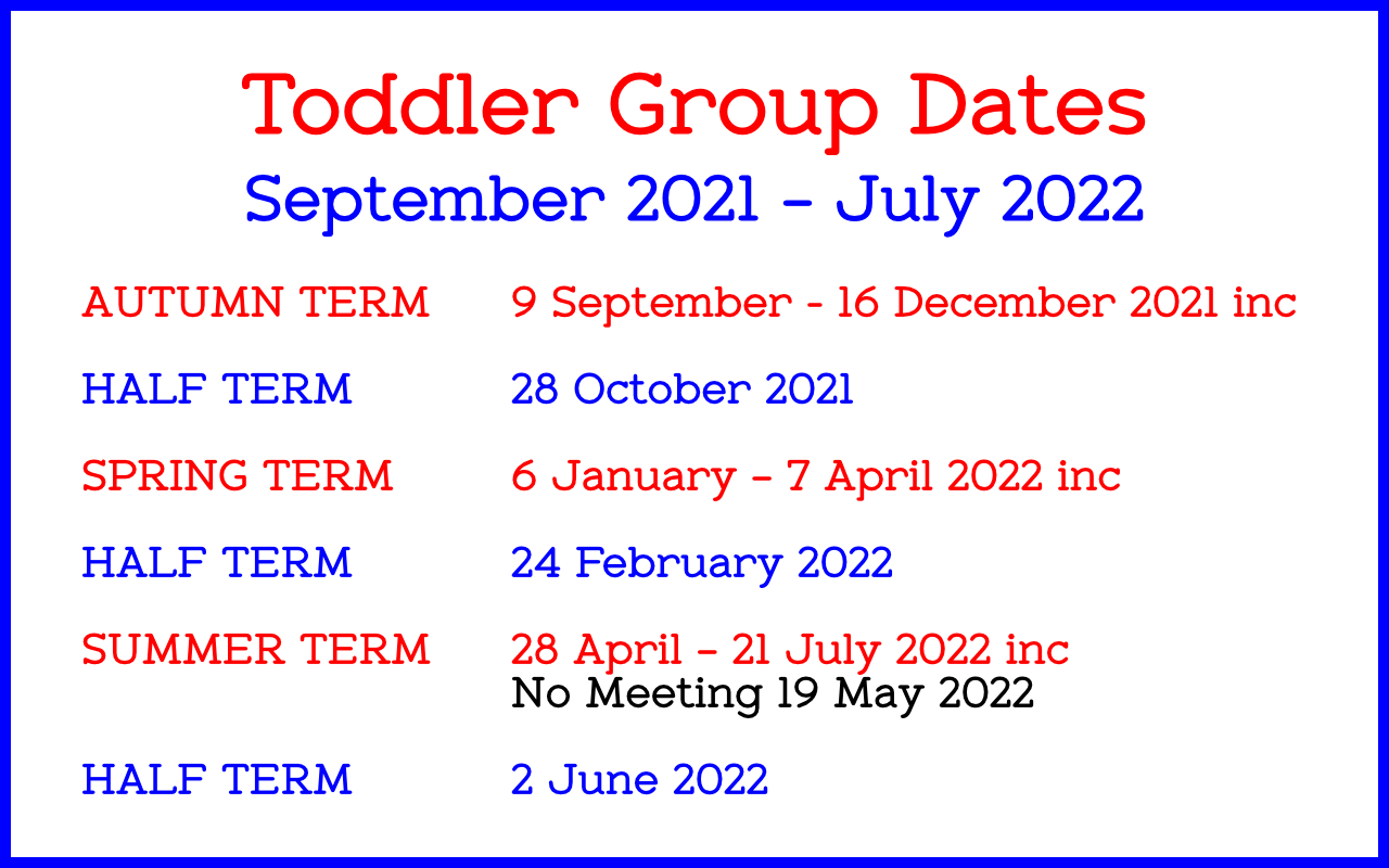 Toddler Group Dates 2021 2022